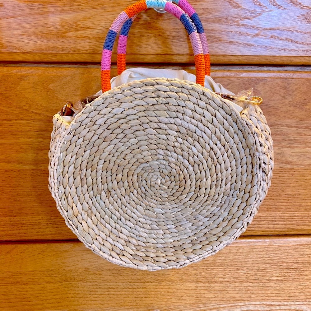 Nordstrom Joni circular raffia tote.